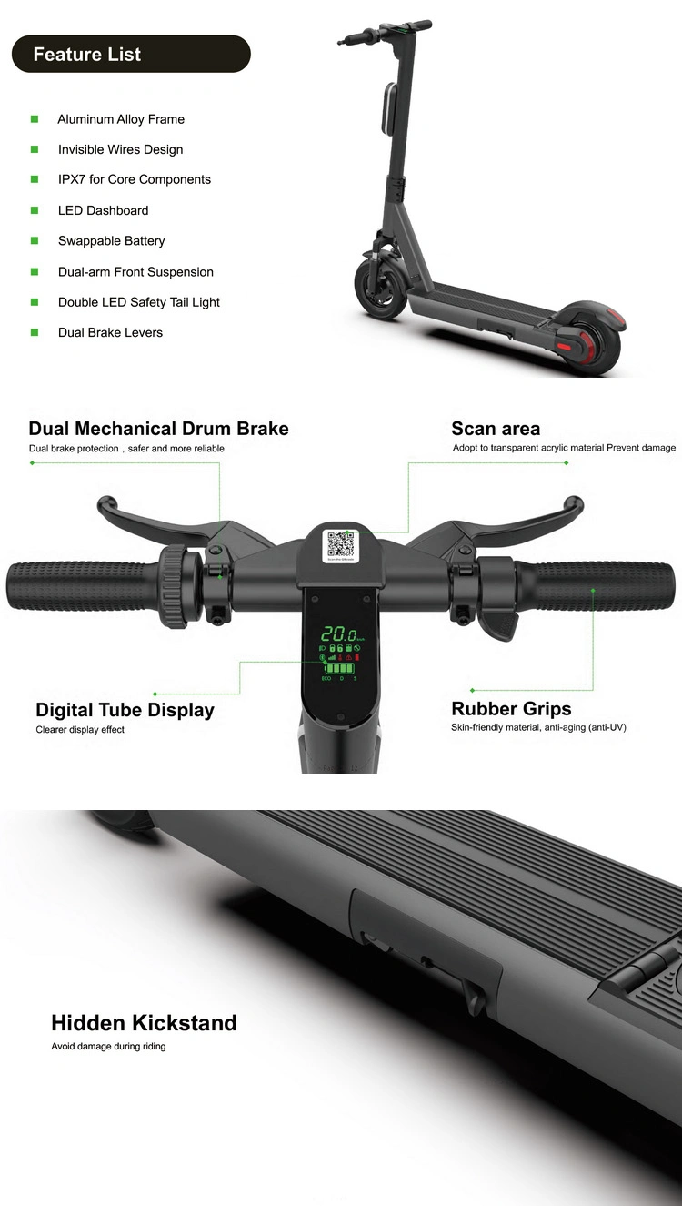 New Rental GPS APP Waterproof Shared E Scooter With Swappable Battery